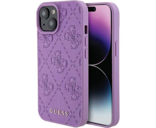 Guess Leather 4G Stamped Back Case Защитный Чехол для Apple iPhone 15 Чехлы - альтернативные