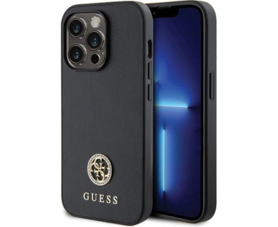 Guess Strass Metal Logo Back Case Aizsargapvalks Priekš Apple iPhone 15 Pro Neoriģinālie Maciņi