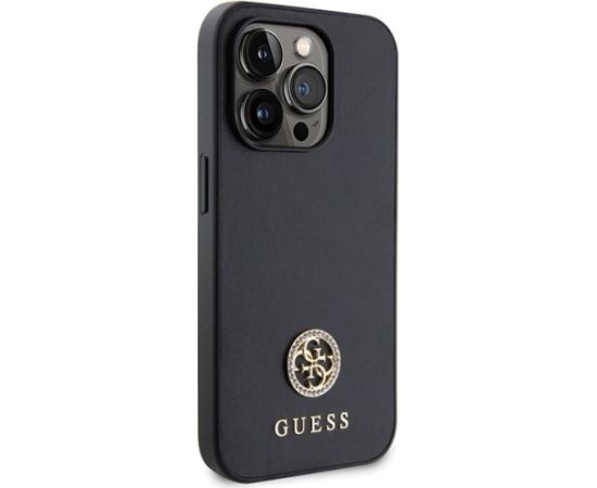 Guess Strass Metal Logo Back Case Aizsargapvalks Priekš Apple iPhone 15 Pro Neoriģinālie Maciņi