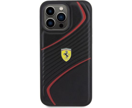 Ferrari Twist Metal Logo Back Case Aizsargapvalks Priekš Apple iPhone 15 Pro Max Neoriģinālie Maciņi