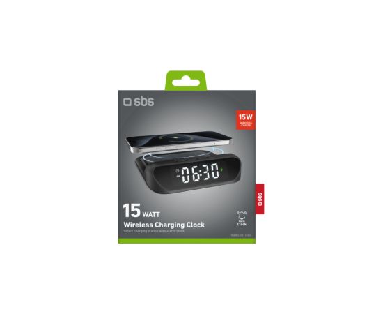 Pulkstenis un lādētājs SBS Wireless Charge Qi 15W Black Telefonu lādētāji 220v
