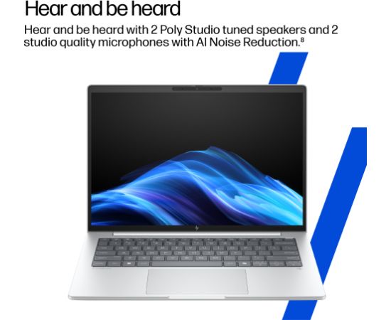 HP EliteBook 8 G1i AI 16 - Ultra 5-228V, 32GB, 1TB SSD, 16 WUXGA 400-nit AG, 5MP IR cam, WWAN-ready, Smartcard, FPR, US backlit keyboard, Glacier Silver, 77Wh, Win 11 Pro, 3 years   AD3C9ET#ABB Portatīvie datori