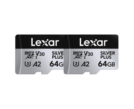 Set of 2 Lexar High-Performance Silver Plus microSDXC 2x64GB memory cards + adapter Jaunumi - Datori