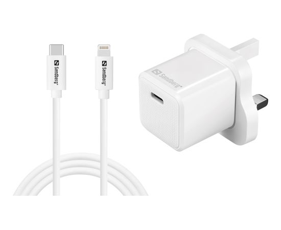 Sandberg 441-64 USB-C 20W Charger UK+Lightning, Incl. 1m USB-C> Lighting cable Зарядные устройства
