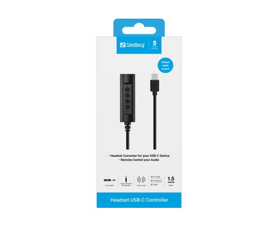 Sandberg 136-73 Headset USB-C Controller 1.5m Dažādi vadi