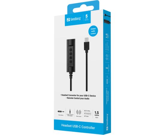 Sandberg 136-73 Headset USB-C Controller 1.5m Dažādi vadi
