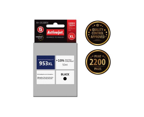 Activejet AH-953BRX ink for HP printer; HP 953XL L0S70AE replacement; Premium; 50 ml; black Чернила для принтера