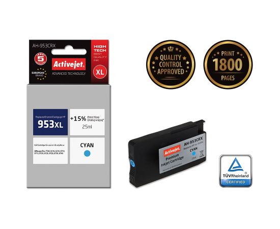 Activejet AH-953CRX ink (replacement for HP 953XL L0S70AE; Premium; 50 ml; black) Tintes printeru izejmateriāli