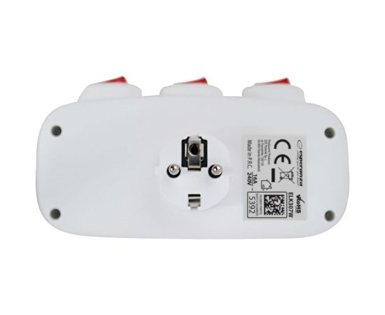 Esperanza ELK307W Electrical Splitter 3 sockets switch White Зарядные устройства