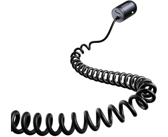 Baseus Auto mini lādētājs Tiny Star 30W 12-24V USB-C PD3.0 ar iebūvētu USB-C atsperu kabeli 30W 1,4 m, melns Новинки смартфонов и телефонов