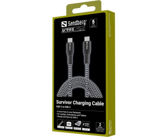 Sandberg 441-67 Survivor USB-C Cable 2M 100W Дата USB-кабели
