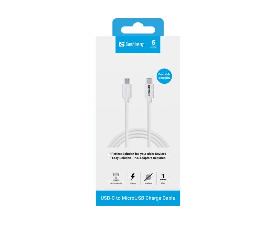 Sandberg 136-74 USB-C>MicroUSB Charge Cable 1m Data USB kabeļi