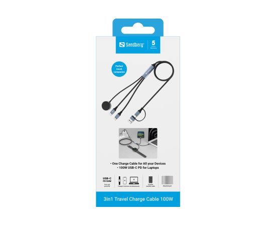 Sandberg 441-69 3in1 Travel Charge Cable 100W Дата USB-кабели