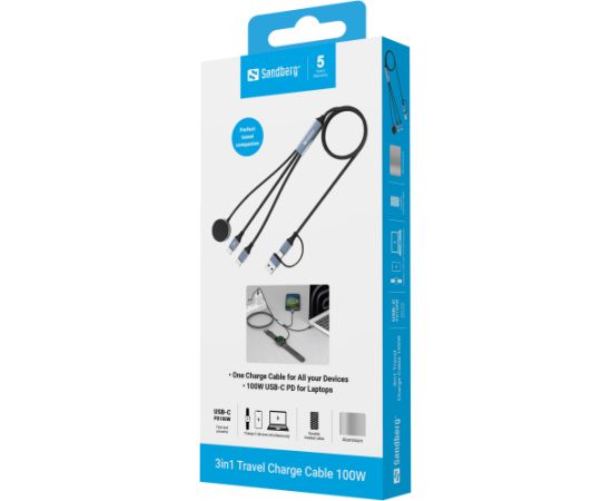 Sandberg 441-69 3in1 Travel Charge Cable 100W Дата USB-кабели