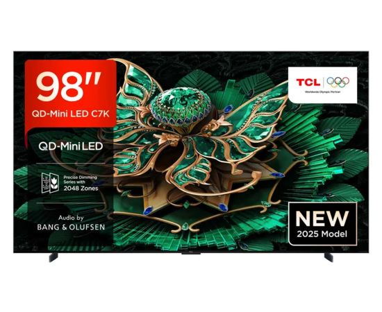 TV TCL 98C7K  98 Inch Smart TV 4K QD-Mini LED Colorful Quantum Crystal HDR 3000nits Gaming Google TV, 144Hz Native Refresh Rate, Audio by Bang & Olufsen, Dolby Atmos, Game Master (2025 Model) Телевизоры