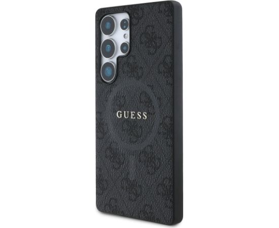 Guess PU Leather 4G Colored Ring MagSafe Case Aizsargapvalks priekš Samsung Galaxy S25 Ultra / melns Neoriģinālie Maciņi