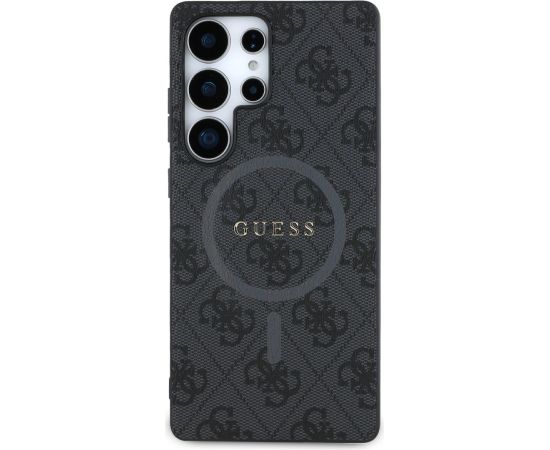 Guess PU Leather 4G Colored Ring MagSafe Case Aizsargapvalks priekš Samsung Galaxy S25 Ultra / melns Neoriģinālie Maciņi
