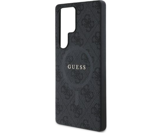 Guess PU Leather 4G Colored Ring MagSafe Case Aizsargapvalks priekš Samsung Galaxy S25 Ultra / melns Neoriģinālie Maciņi