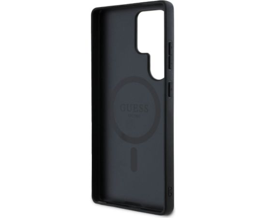 Guess PU Leather 4G Colored Ring MagSafe Case Aizsargapvalks priekš Samsung Galaxy S25 Ultra / melns Neoriģinālie Maciņi