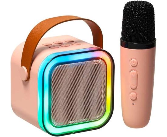 RoGer K12 Bluetooth karaoke komplekts RGB / 6W / rozā Mikrofoni
