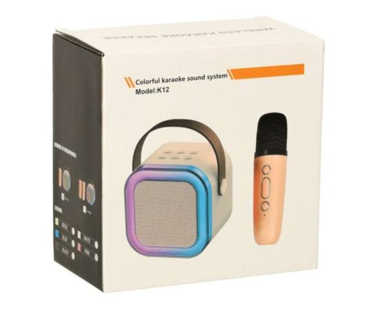 RoGer K12 Bluetooth karaoke komplekts RGB / 6W / rozā Mikrofoni