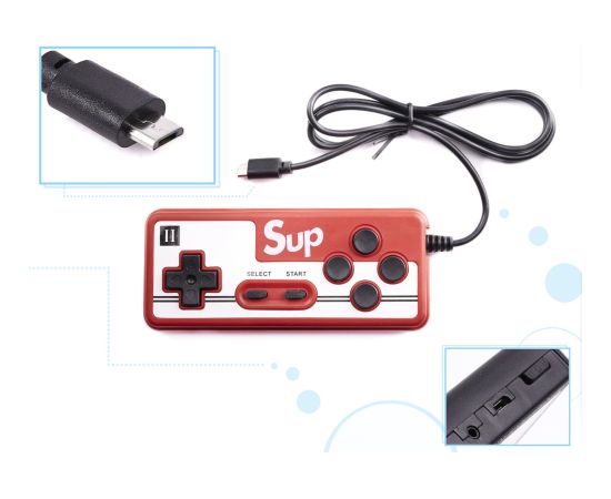 RoGer Retro mini Spēļu konsole ar 400 spēlēm / 3 collu krāsains ekrāns / TV izeja / Melns + Pults Spēļu kontrolieri