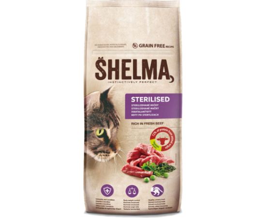 SHELMA Sterilised Beef - dry cat food - 8kg Kaķu sausā barība