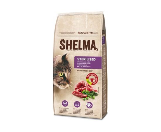 SHELMA Sterilised Beef - dry cat food - 8kg Kaķu sausā barība