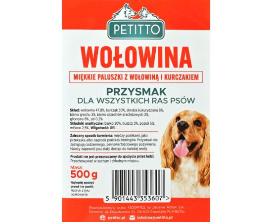 PETITTO Soft beef sticks - dog treat - 500g Suņu barība