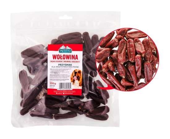 PETITTO Soft beef sausages - dog treat - 500g Suņu barība