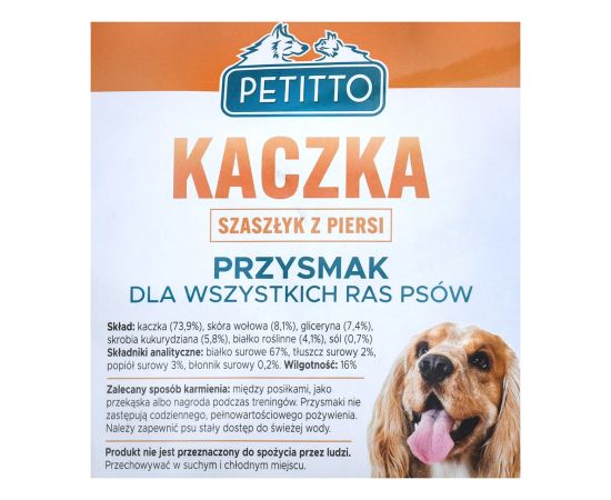 PETITTO Duck breast kebab - dog treat - 500 g Suņu barība