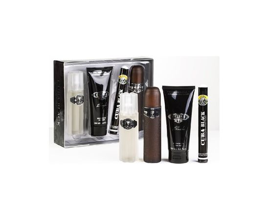 Cuba Black Dárková sada EDT 100 ml, EDT 35 ml, After Shave ( voda po holení ) 100 ml a sprchový gel 200 ml 100ml Парфюмерные наборы