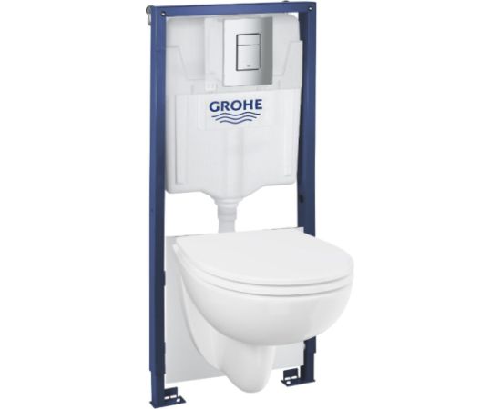 Grohe komplekts - pods ar QR/SC vāku BauCeramic Rimless, rāmis Solido, taustiņš Even, stiprinājumi Встроенные фреймы