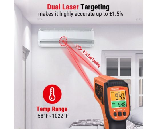 Lazerinis termometras ThermoPro TP450W Picu krāsnis un piederumi