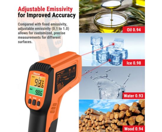 Lazerinis termometras ThermoPro TP450W Picu krāsnis un piederumi