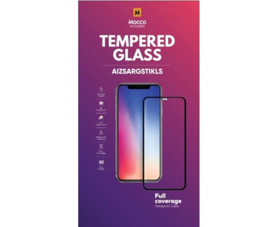 Mocco Full Face / Full Glue Tempered Glass Aizsargstikls Pilnam Ekrānam Apple iPhone 15 Pro Max Melns Ekrānu aizsardzība