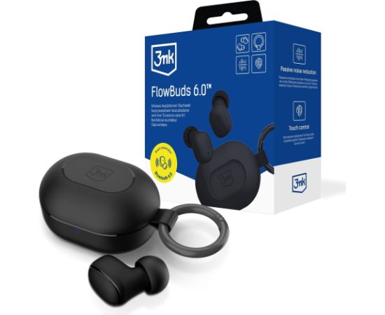 Wireless headphones 3mk FlowBuds 6.0 black Austiņas