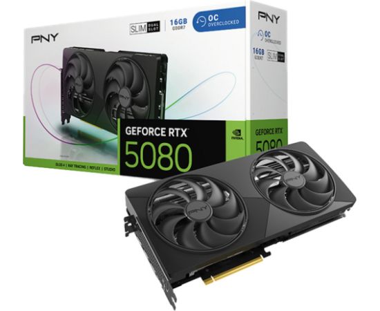 Pny Technologies PNY GeForce RTX 5080 Slim OC (DLSS 4, 3x DisplayPort, 1x HDMI 2.1) Grafiskās video kartes