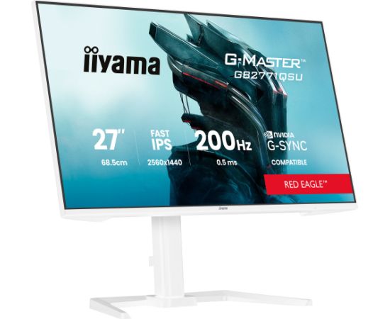 Iiyama G-Master GB2771QSU-W1 Red Eagle (68.5 cm (27 inches), white (matt), QHD, Fast-IPS, HDMI, DP, G-Sync comp., USB hub, 200Hz panel) Monitori
