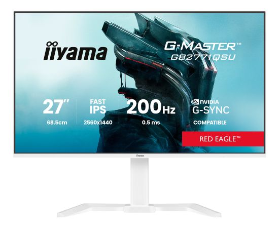 Iiyama G-Master GB2771QSU-W1 Red Eagle (68.5 cm (27 inches), white (matt), QHD, Fast-IPS, HDMI, DP, G-Sync comp., USB hub, 200Hz panel) Monitori