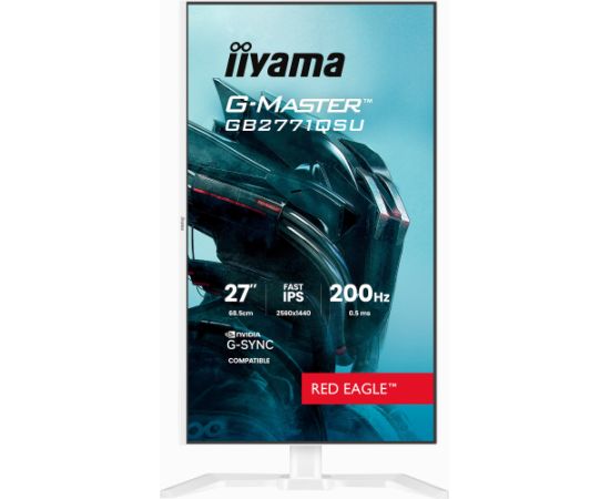 Iiyama G-Master GB2771QSU-W1 Red Eagle (68.5 cm (27 inches), white (matt), QHD, Fast-IPS, HDMI, DP, G-Sync comp., USB hub, 200Hz panel) Monitori