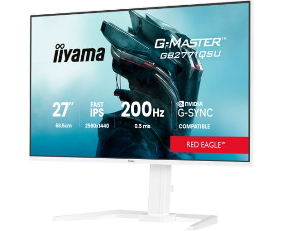 Iiyama G-Master GB2771QSU-W1 Red Eagle (68.5 cm (27 inches), white (matt), QHD, Fast-IPS, HDMI, DP, G-Sync comp., USB hub, 200Hz panel) Monitori
