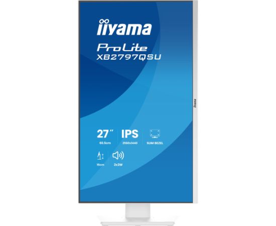 Iiyama ProLite XB2797QSU-W1 (68.5 cm (27 inches), white (matt), QHD, IPS, HDMI, DP, USB hub, ergonomic stand) Monitori