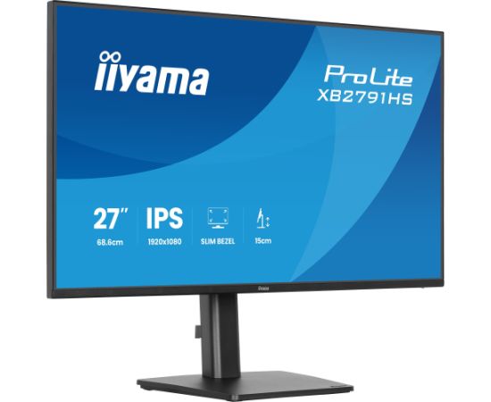 iiyama ProLite XB2791HS-B1 (68.6 cm (27 inch), black (matte), FullHD, IPS, HDMI, DP, speakers, height adjustment, 120Hz panel) Monitori