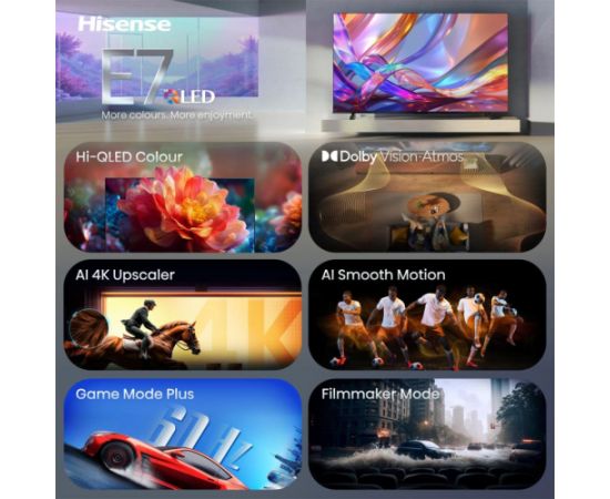 Hisense 58E7S Hi-QLED TV (146 cm (58 inches), black, UltraHD/4K, triple tuner) Телевизоры