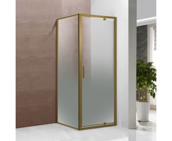 Vento Душевой уголок Toskana Gold 90X90X195,стекло 6mm Easy Clean с матовым дизайном,  профиль матовое золото, левое исполнение Душевые кабины