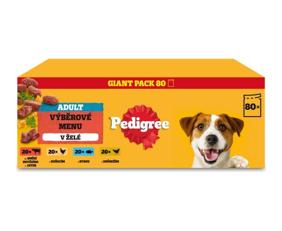 Pedigree Pedigree wybór smaków z warzywami w galaretce mokra karma dla psa 80x100g Suņu barība