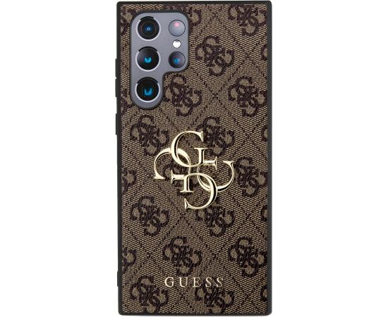 Guess PU 4G Metal Logo Case Aizsargapvalks priekš Samsung Galaxy S24 Ultra / brūns Neoriģinālie Maciņi