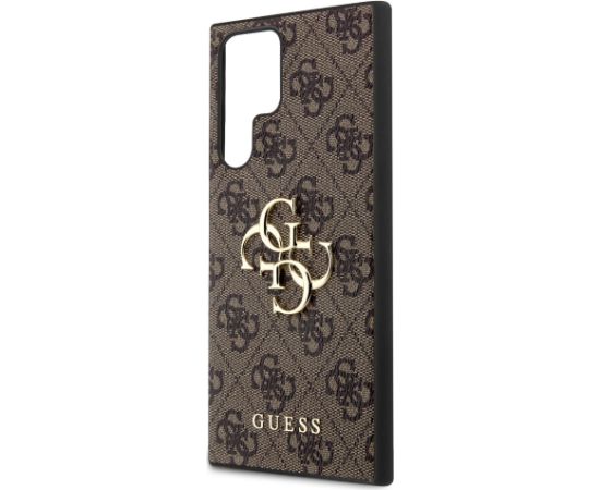 Guess PU 4G Metal Logo Case Aizsargapvalks priekš Samsung Galaxy S24 Ultra / brūns Neoriģinālie Maciņi