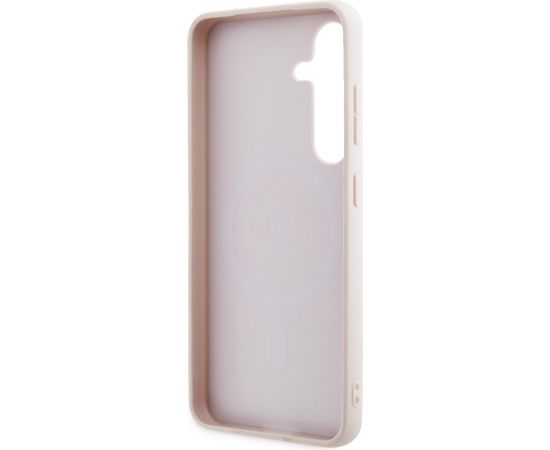 Guess PU 4G Metal Logo Case Aizsargapvalks priekš Samsung Galaxy S24 / rozā Neoriģinālie Maciņi